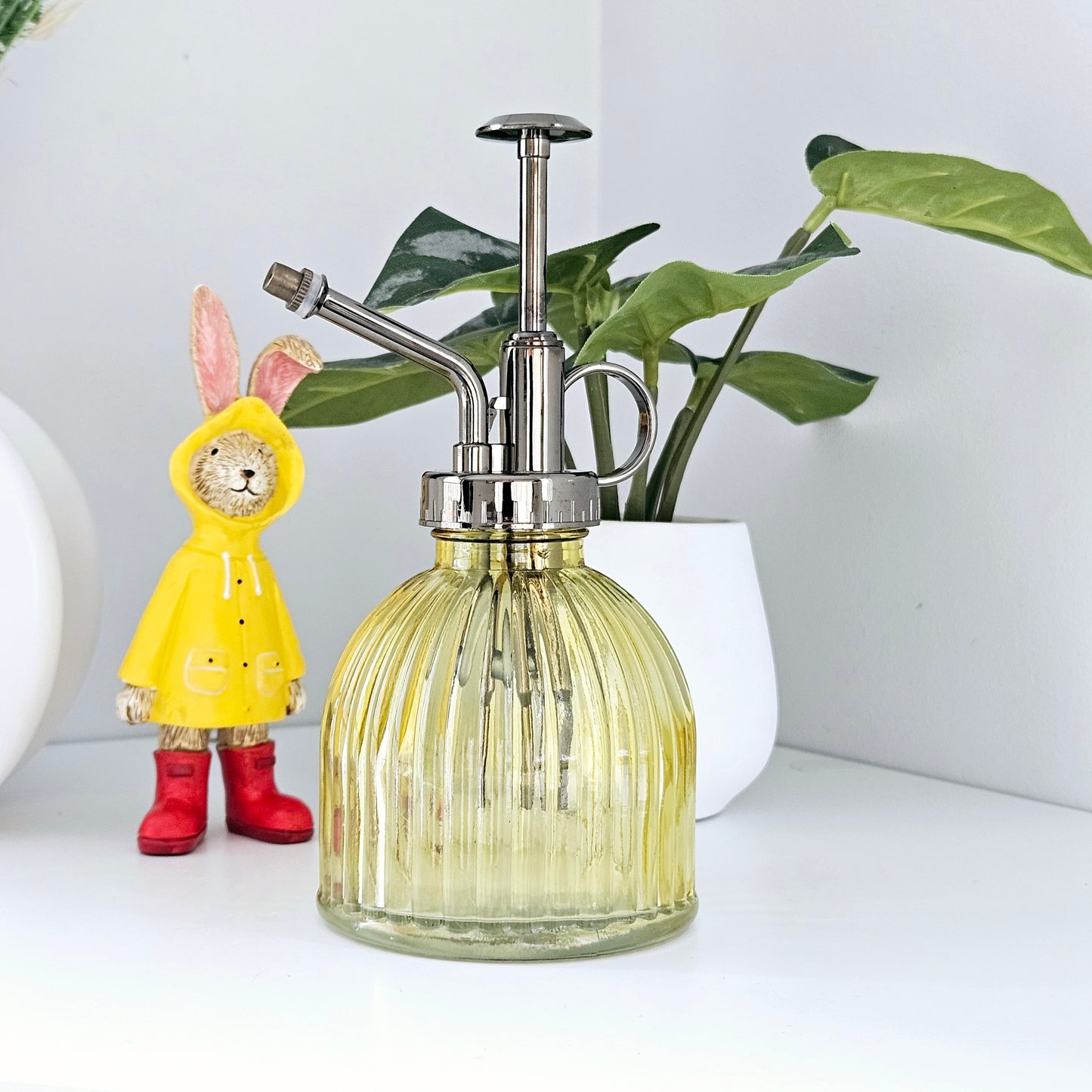 country living yellow plant mister with bronze nozzle pump