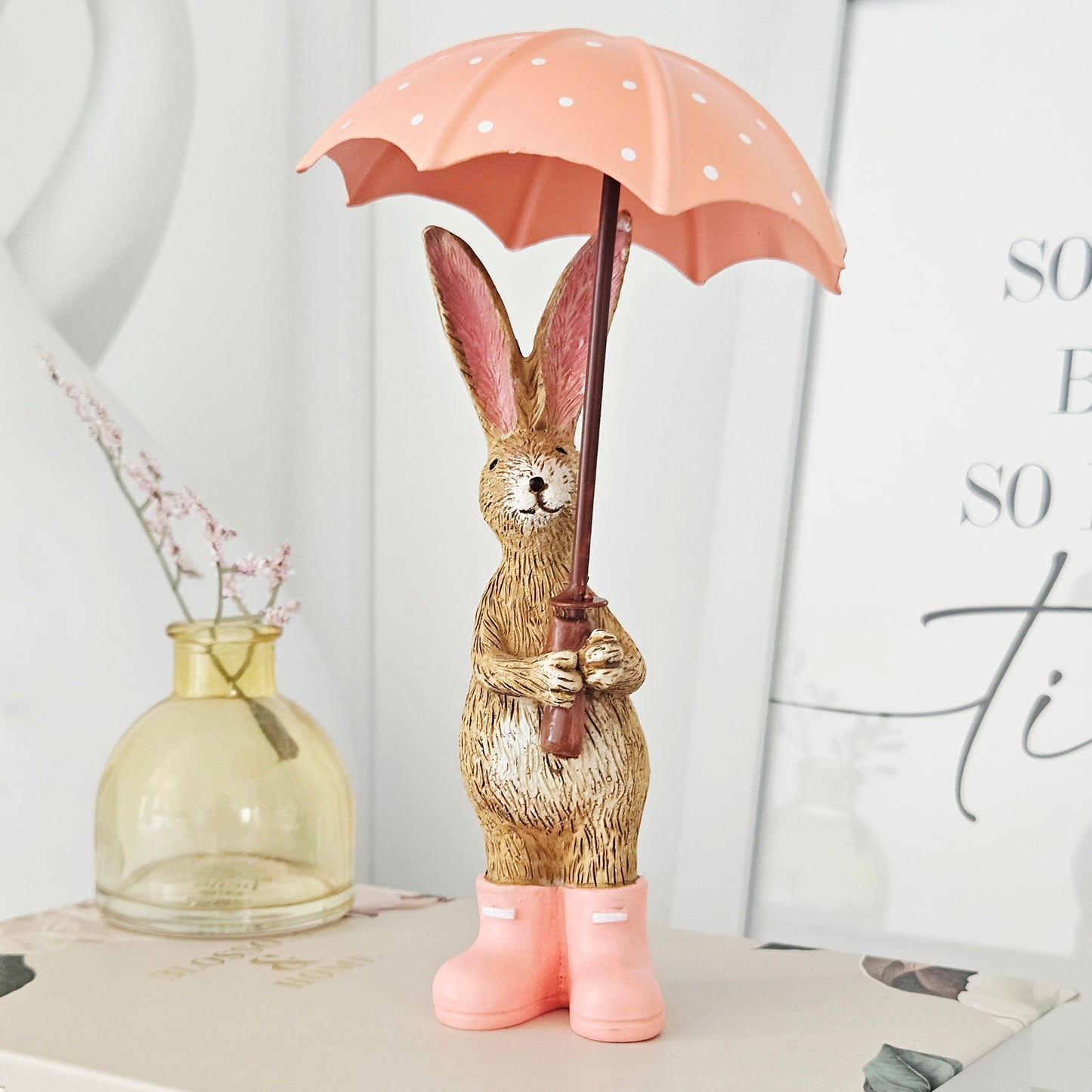 Jasper Rabbit Holding Pink Umbrella