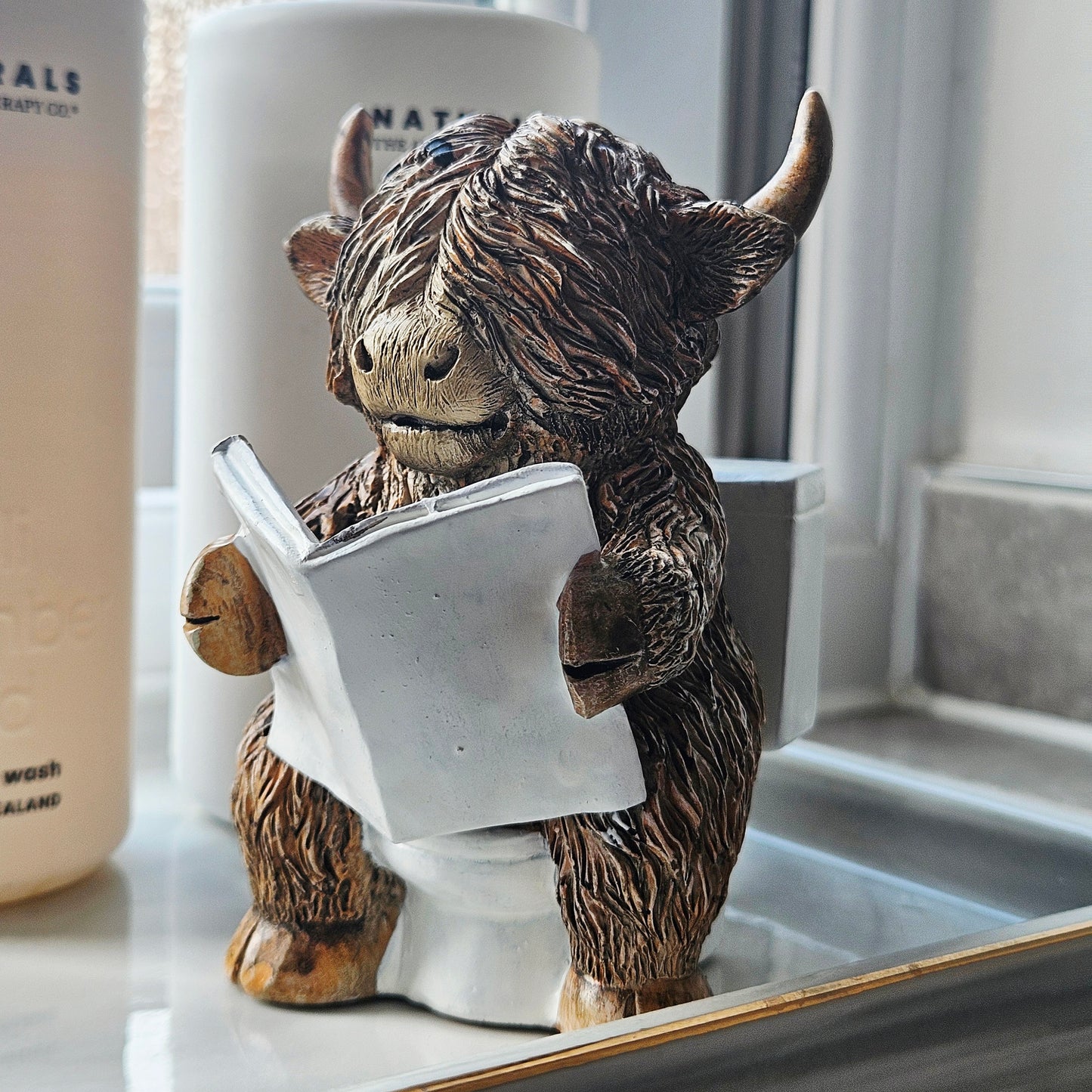 Highland Cow Reading Ornament