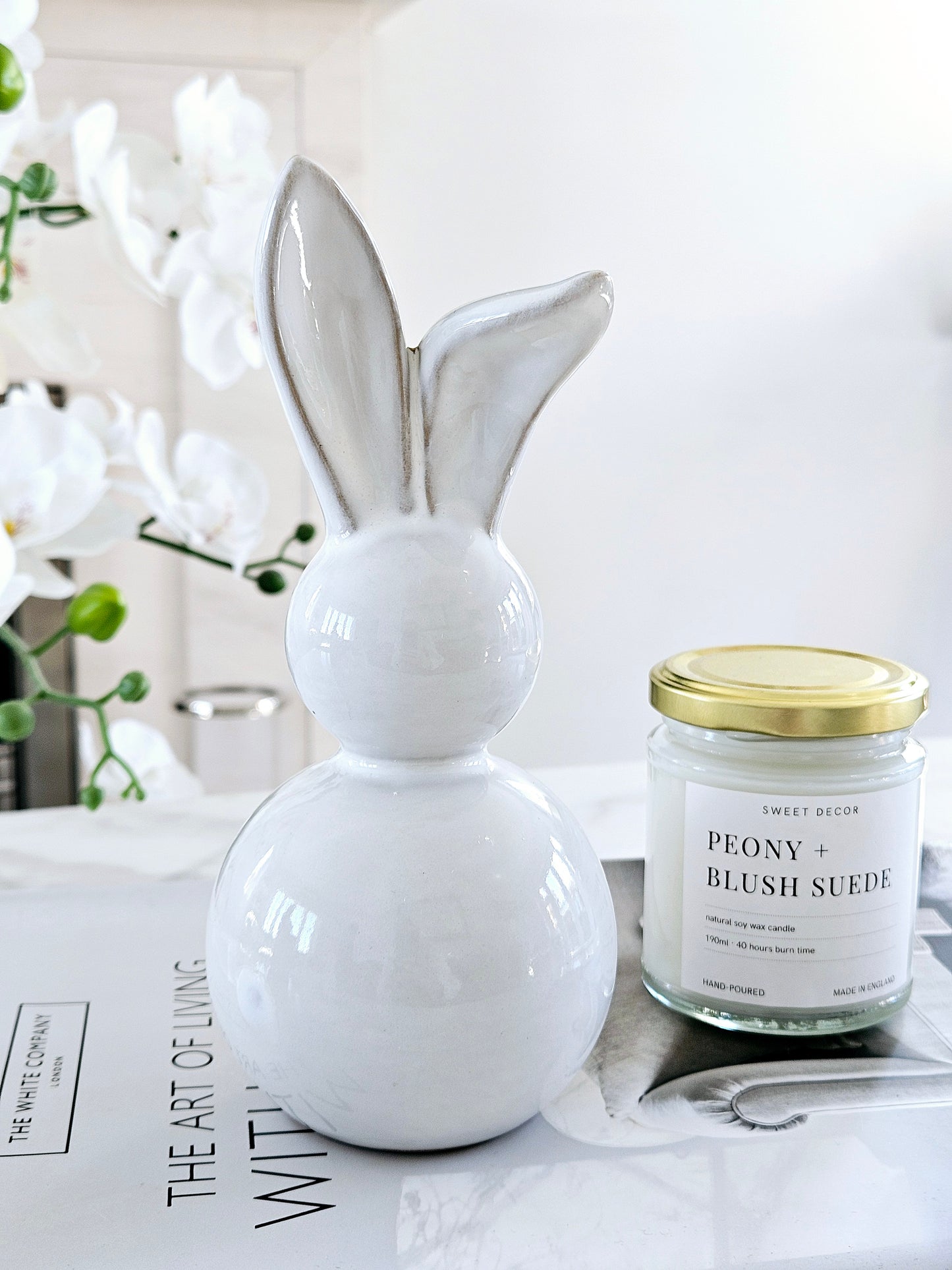 Ceramic Grey Bunny Decoration 19cm