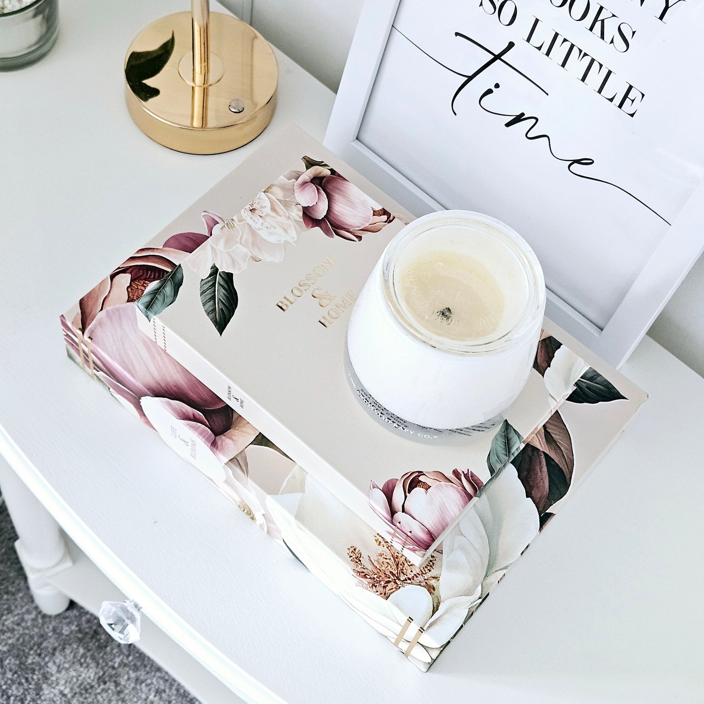 Set of 2 Faux Storage Boxes Peony | Decorative Floral Storage Boxes