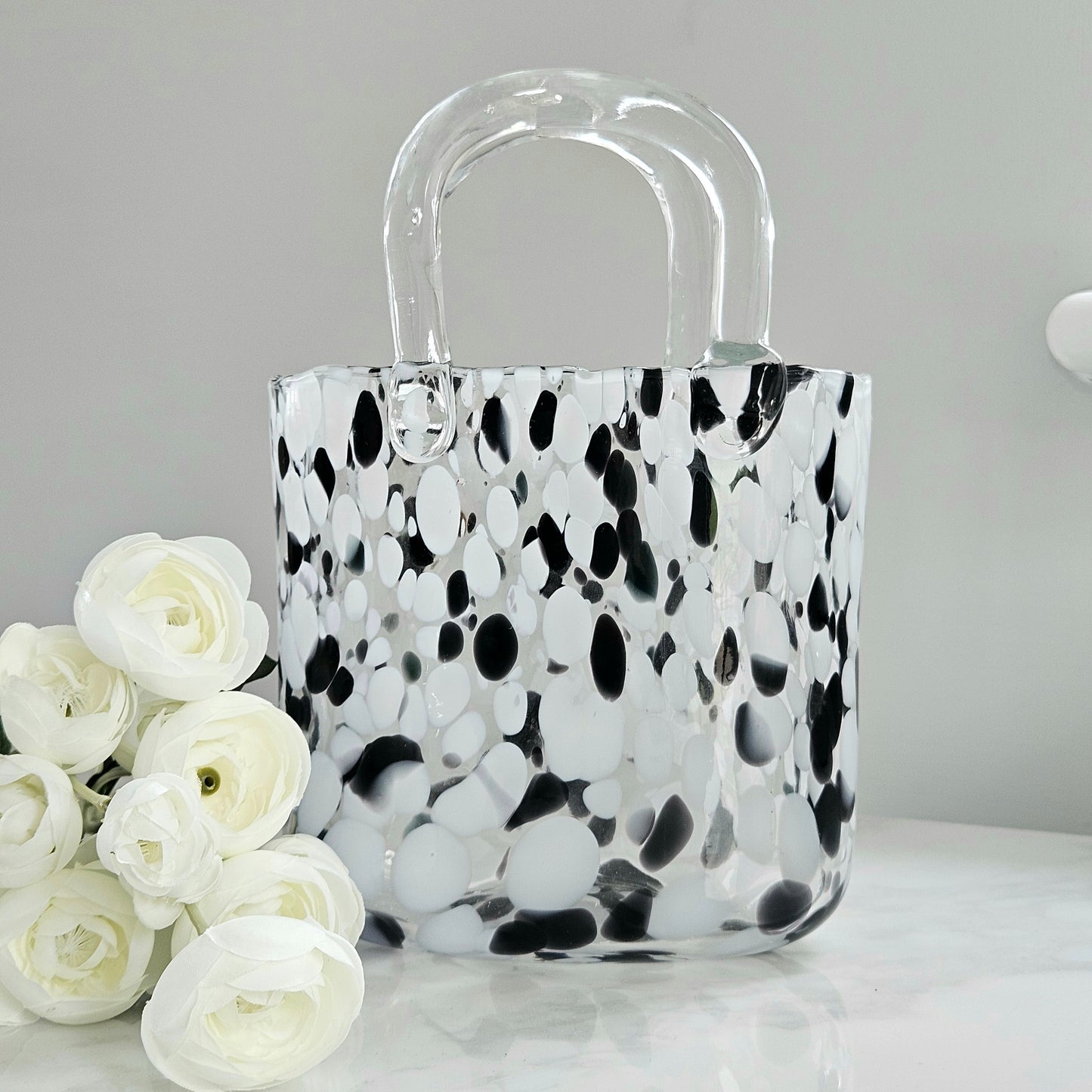 small glass Dalmatian handbag vase