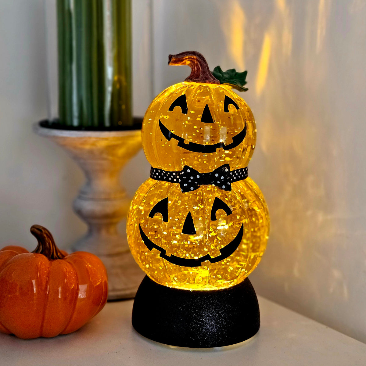 Pumpkin Stack LED Spinner | Halloween Glitter Water Spinner Decoration