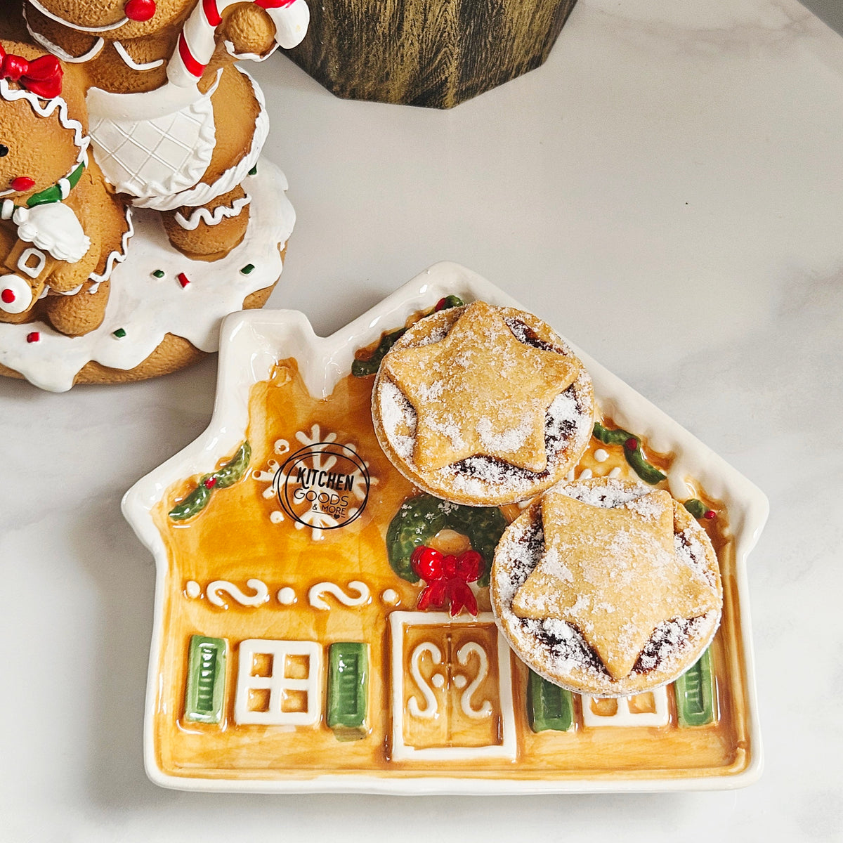 Shiny Gingerbread House Plate 15cm - Christmas Tableware