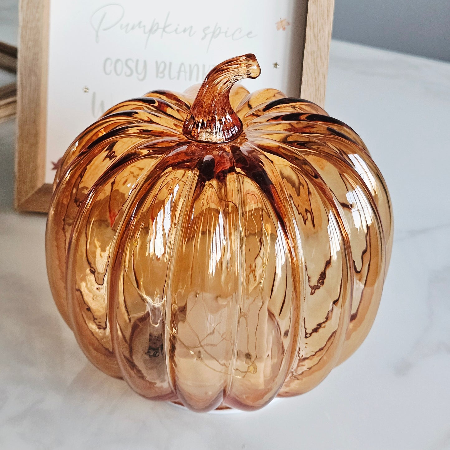 orange pumpkin large led light up made of glass