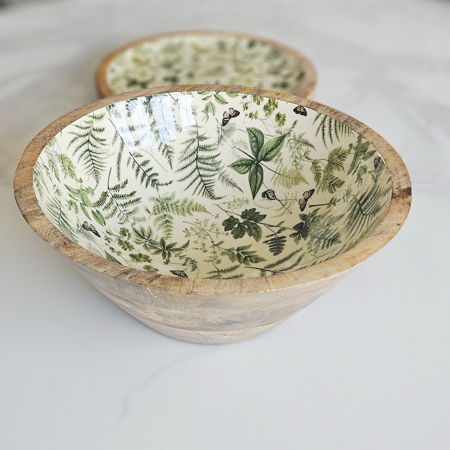 Fern Print Mango Wood Bowl