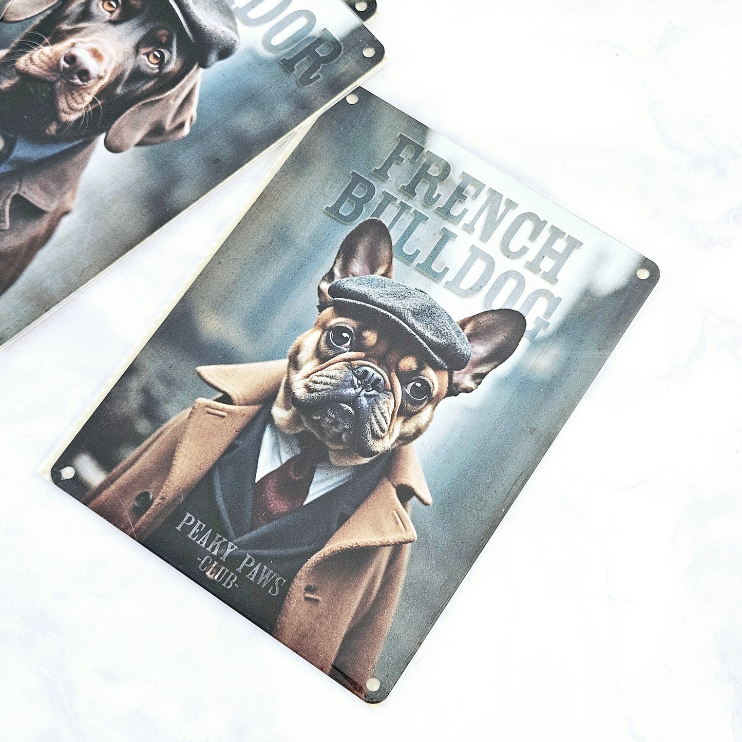 French bulldog peaky blinders metal plaque 20cm peaky paws club