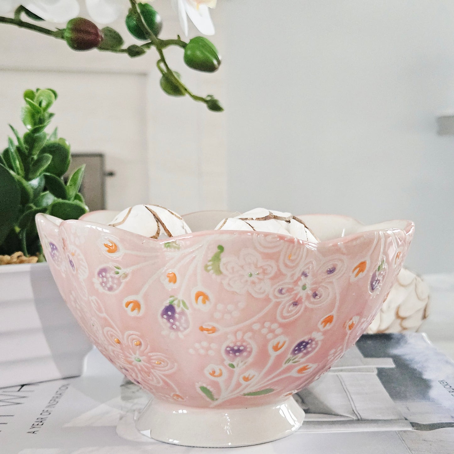 Floral Stoneware Bowl