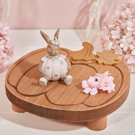 pink pumpkin rabbit sitting ornament with stars