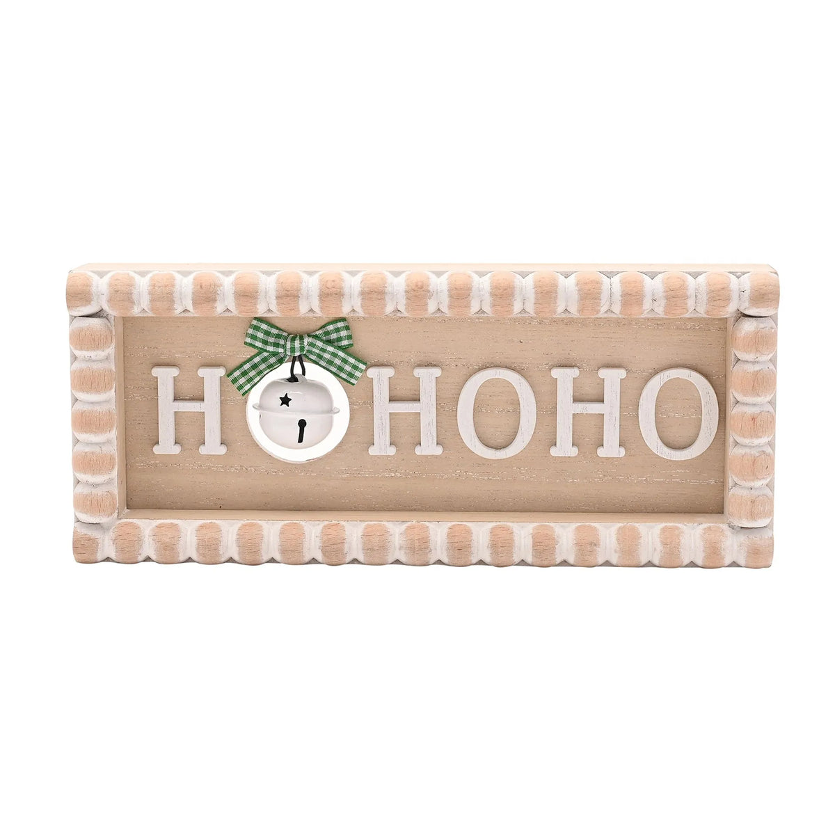 Ho Ho Ho Christmas mantel plaque with bobble design