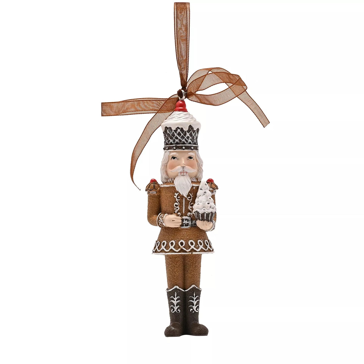 Dark gingerbread nutcracker Christmas tree hanging decoration