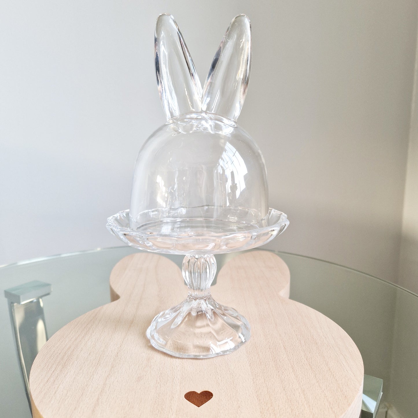 Tall glass cloche with bunny ears toughened tempered glass