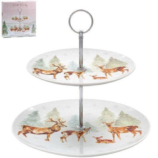 Forest family 2 tier cake stand in a gift box