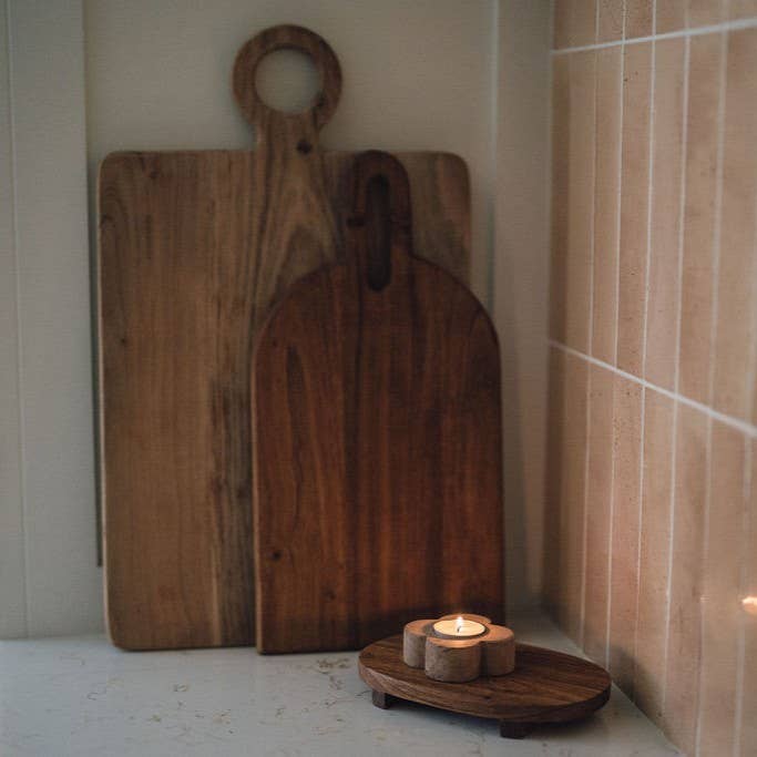 Mende Acacia Wood Tea Light Holder | Wooden Candle Holder