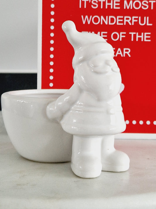 Ceramic Santa Snack Bowl In White 