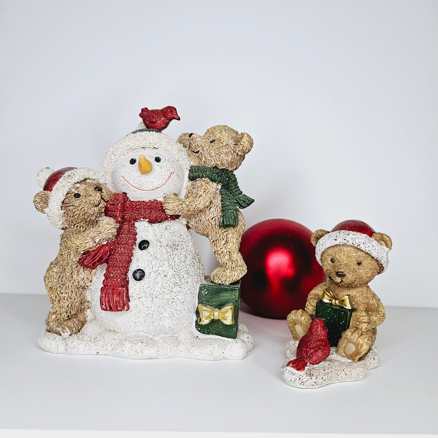 Snowman & Teddy Bear Figurine