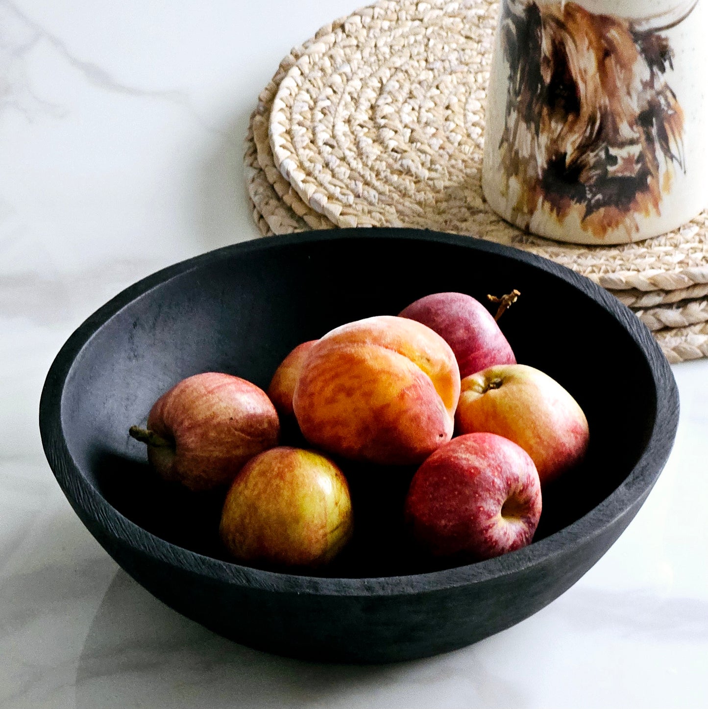 Black Round Wooden Bowl