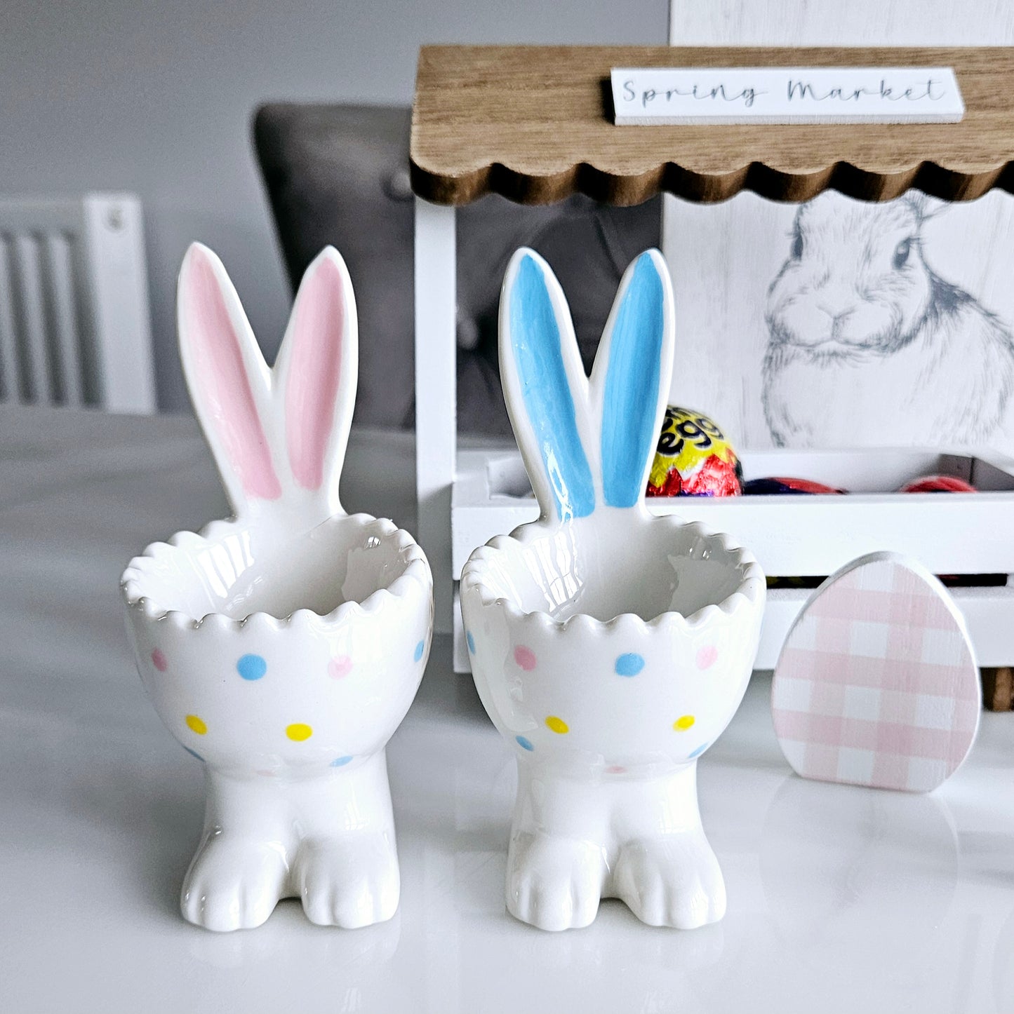 Assorted Bunny Egg Cup Pink/Blue