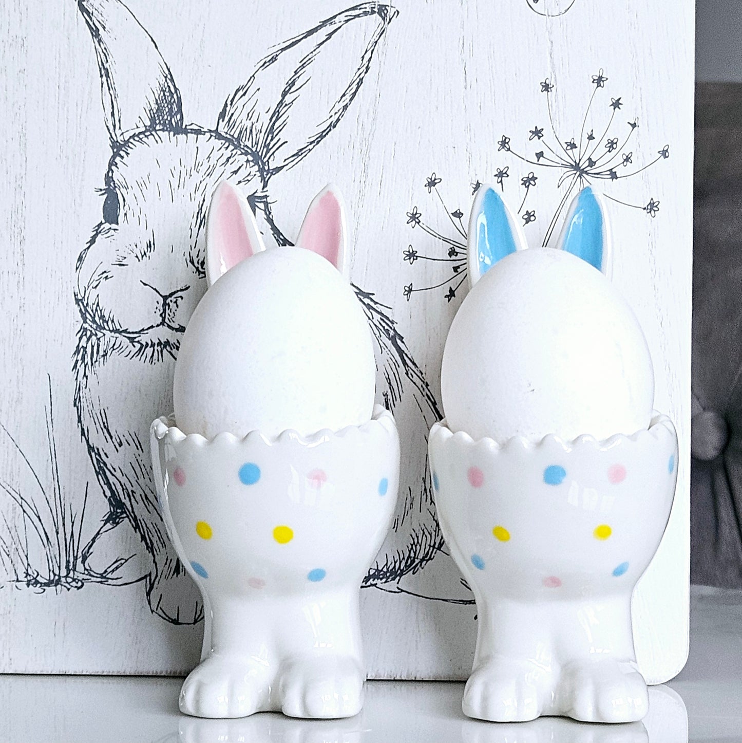 Assorted Bunny Egg Cup Pink/Blue