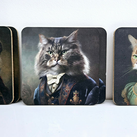 cat cynocephaly coaster set of 6 cat images