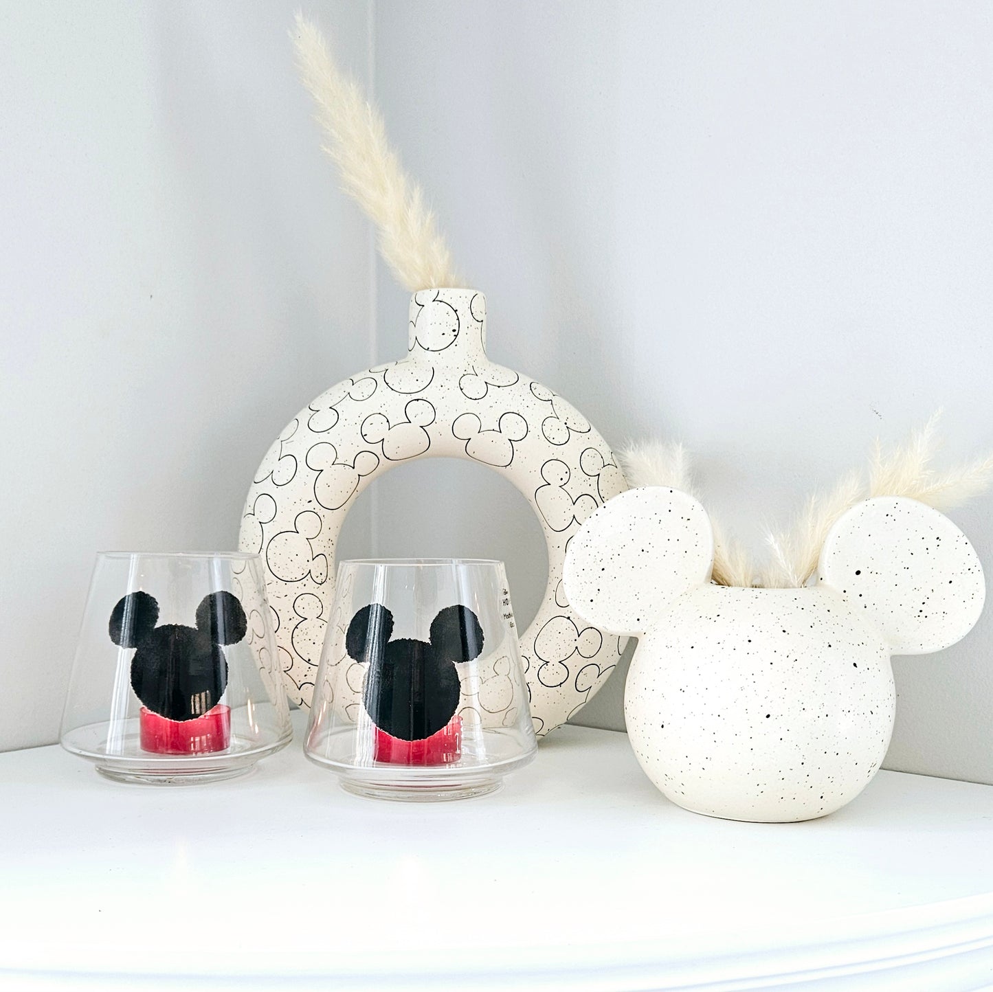 Mickey Shapes Set Of 2 Glass Candle Holders