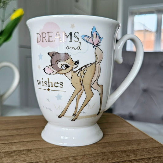 Disney Bambi dreams and wishes mug with Bambi and butterfly illustration