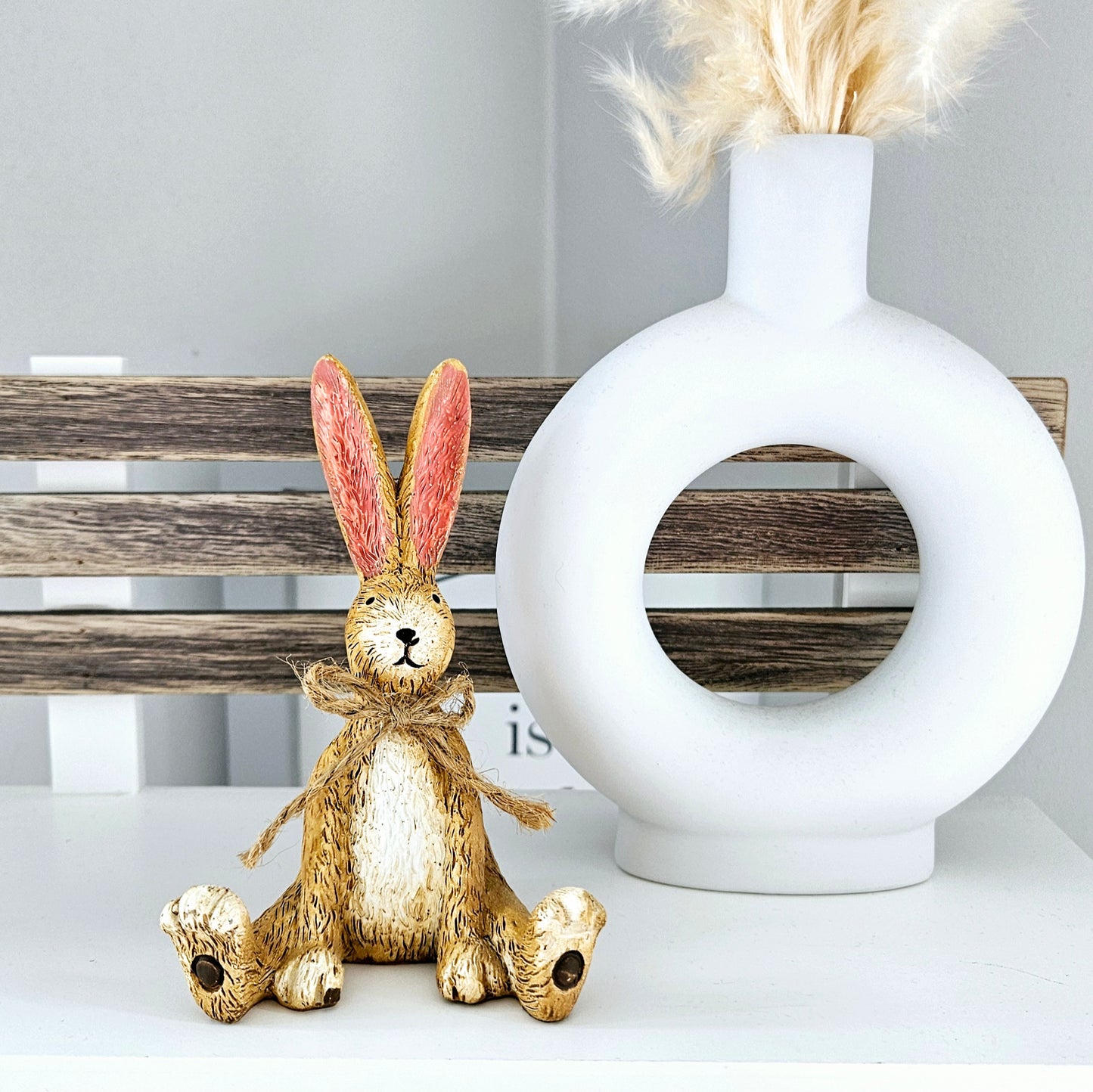 Sitting Rabbit With Jute Bow