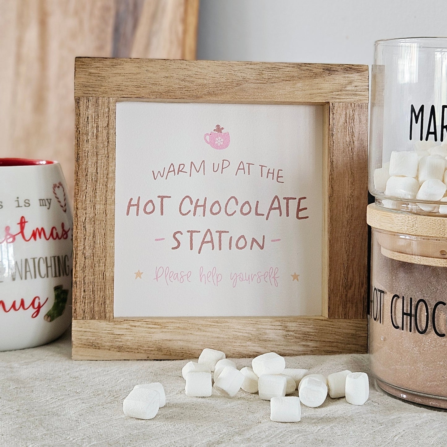 Hot Chocolate Station Christmas Wooden Sign