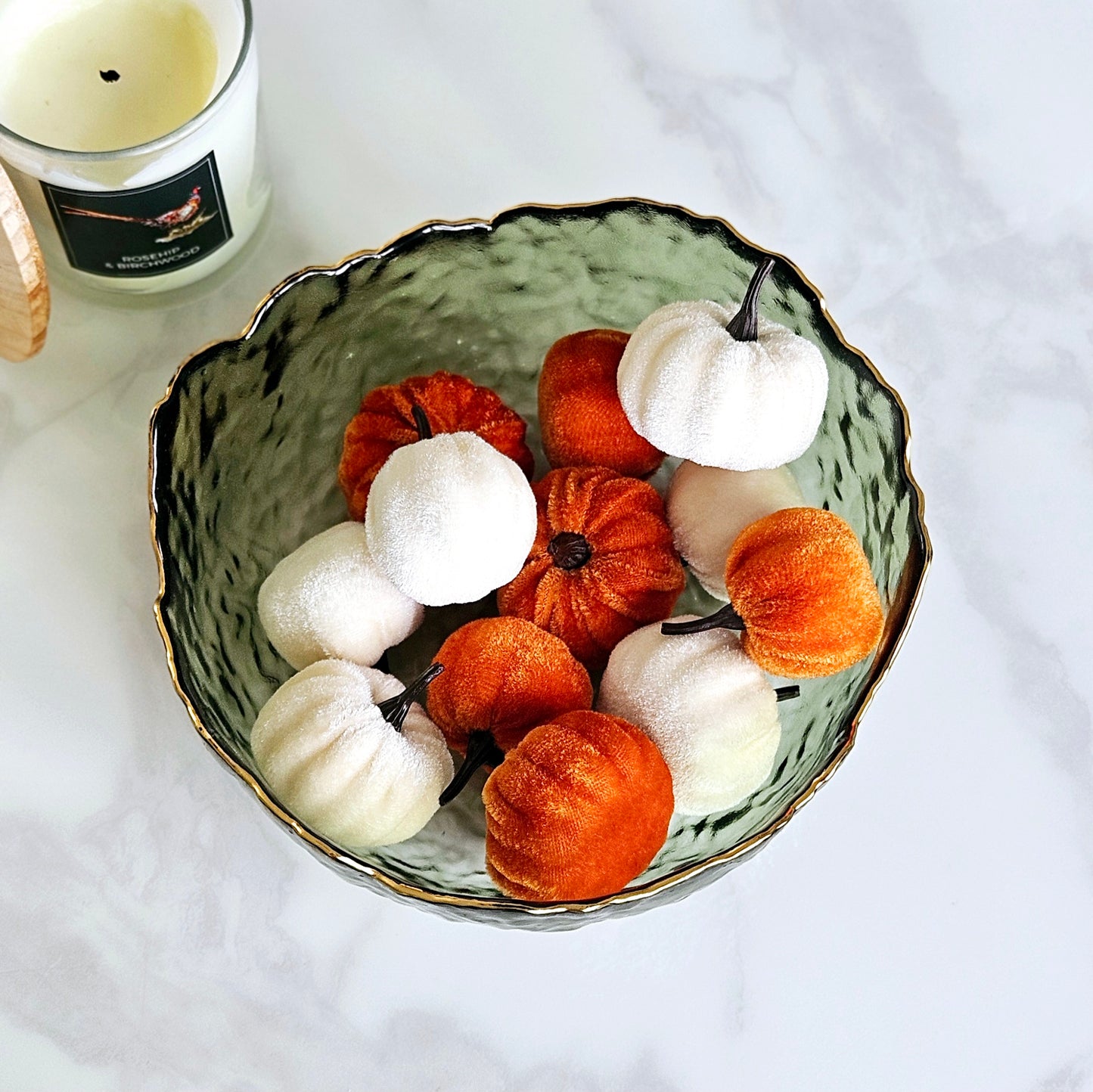 Orange & White Velvet Pumpkins