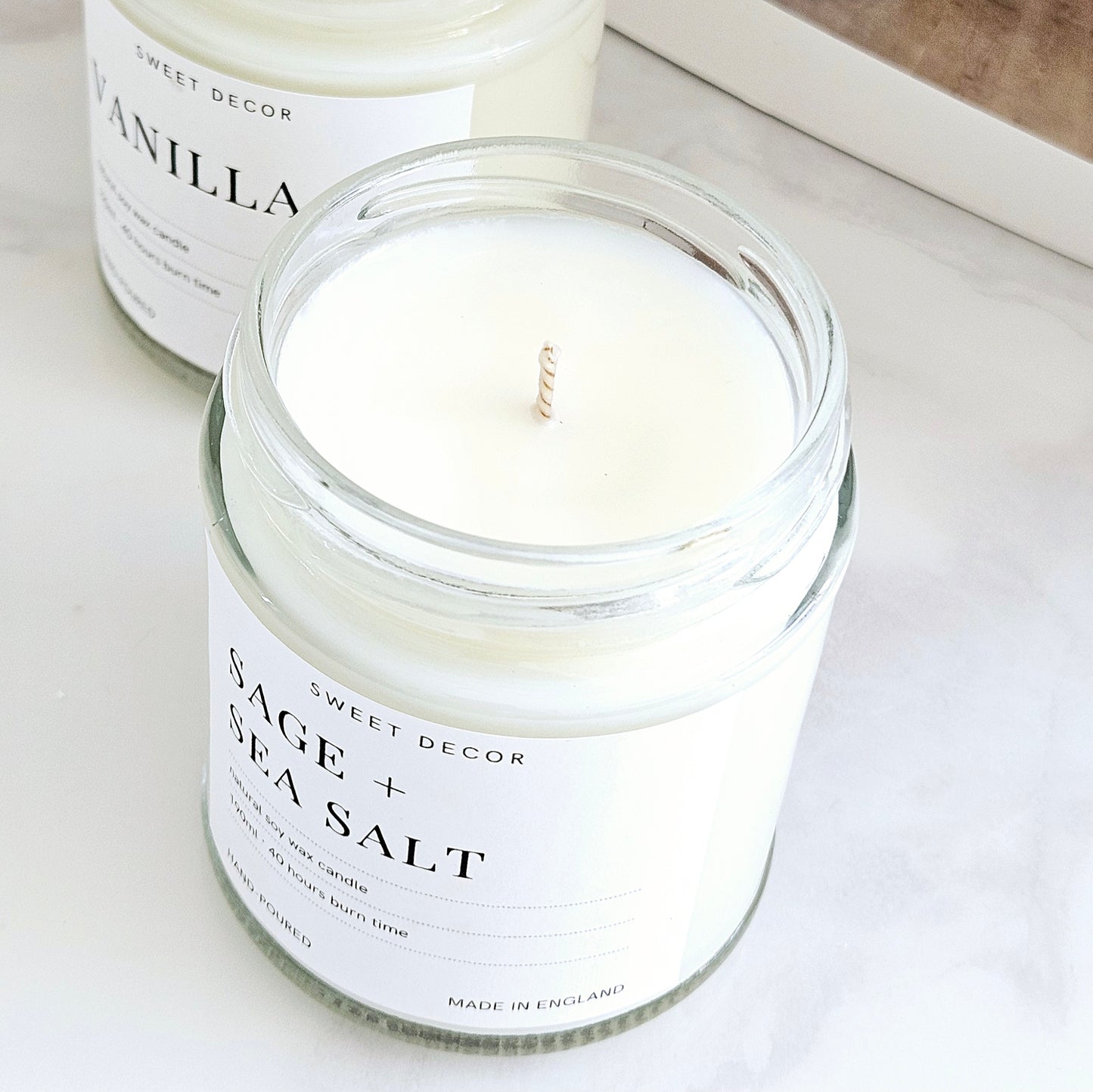 Sweet Decor Natural Soy Sage + Sea Salt Scented Candle