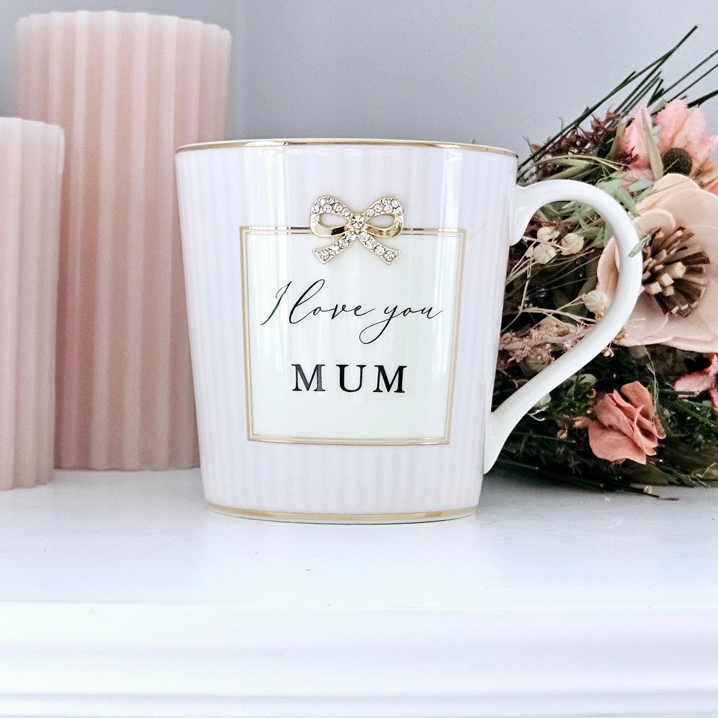 Love You Mum Bow Charm Mug