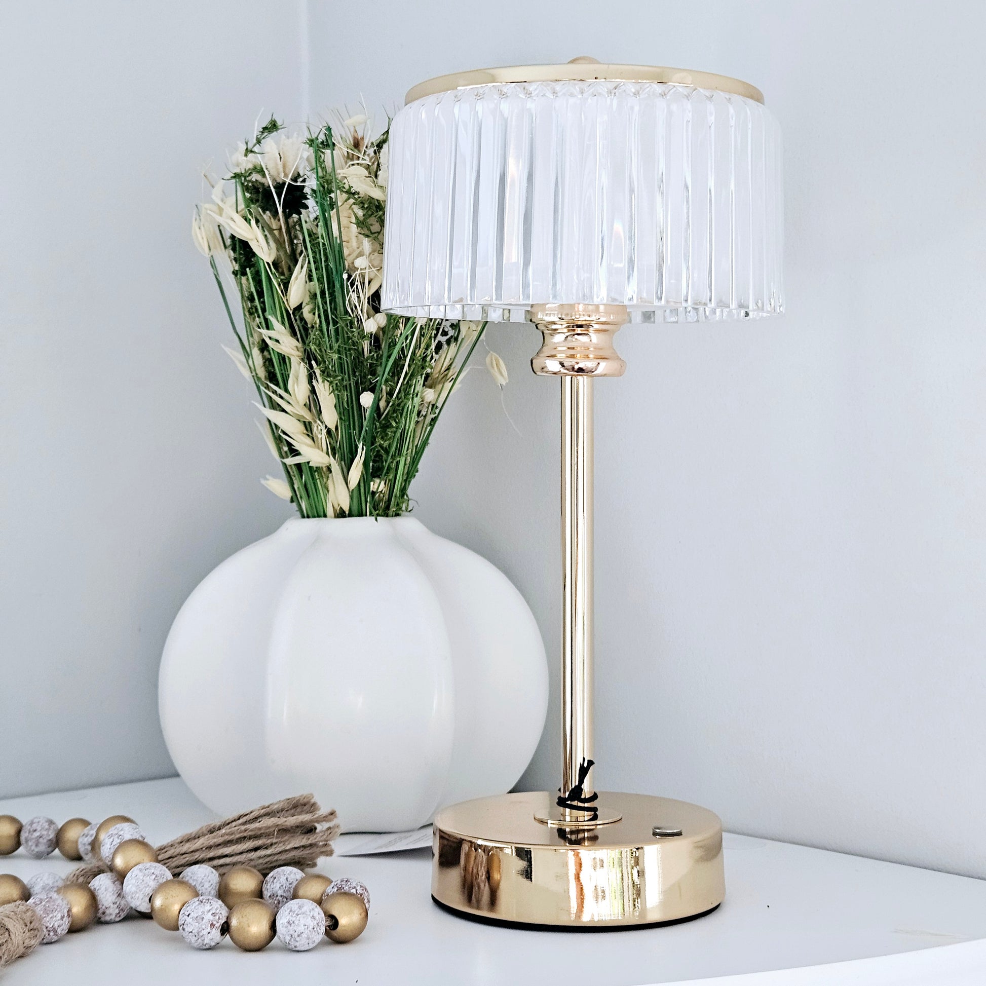 hestia crystal touch led table lamp with rose gold base