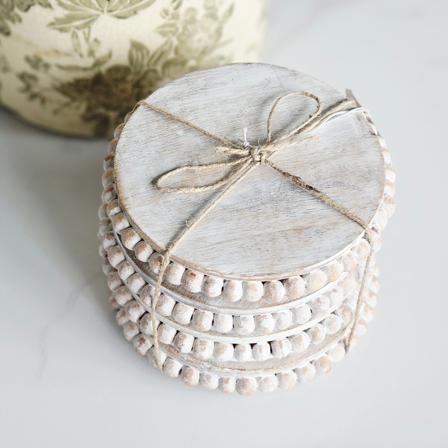 Mango Wood Beaded Coasters Set