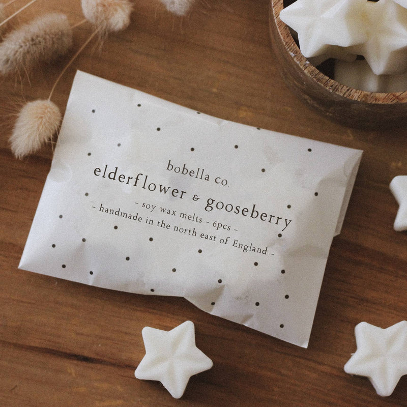 novella co elderflower and gooseberry sox wax melts handmade stars