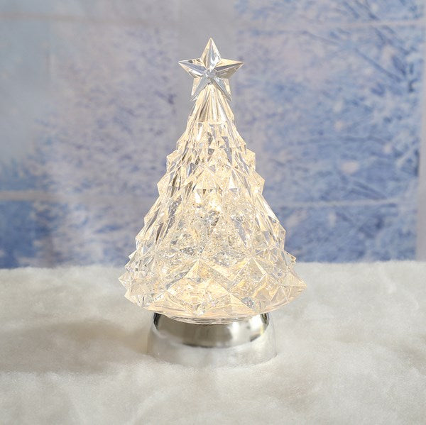 White LED Christmas tree spinner with sparkling glitter effect