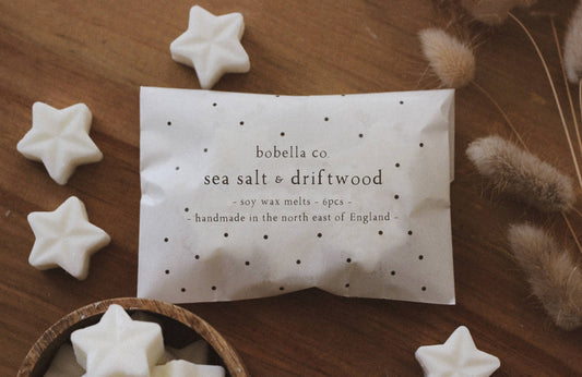novella sea salt and driftwood wax melts soy handmade starts pack 6
