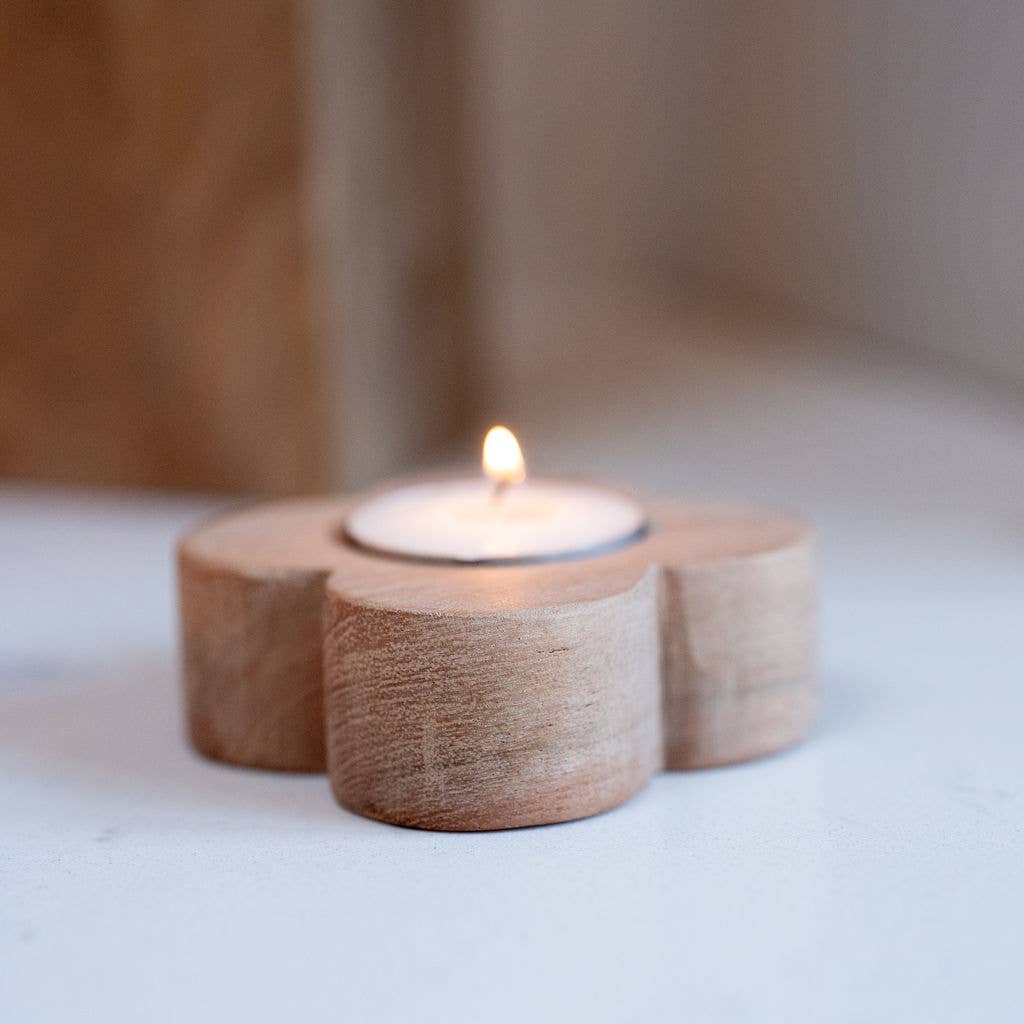 Mende acacia wood tea light holder