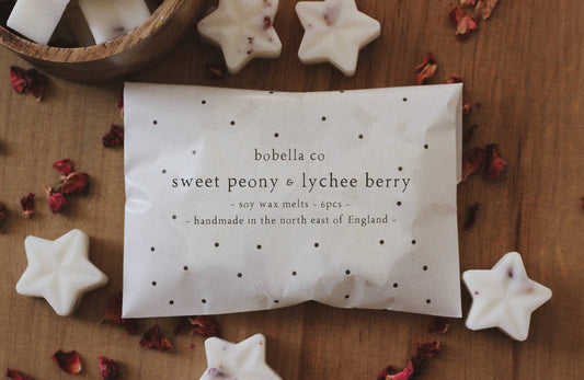 novella sweet peony snd lychee berry soy wax melts stars 6 pack handmade