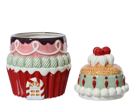 decorative ceramic cupcake design storage jar 20cm