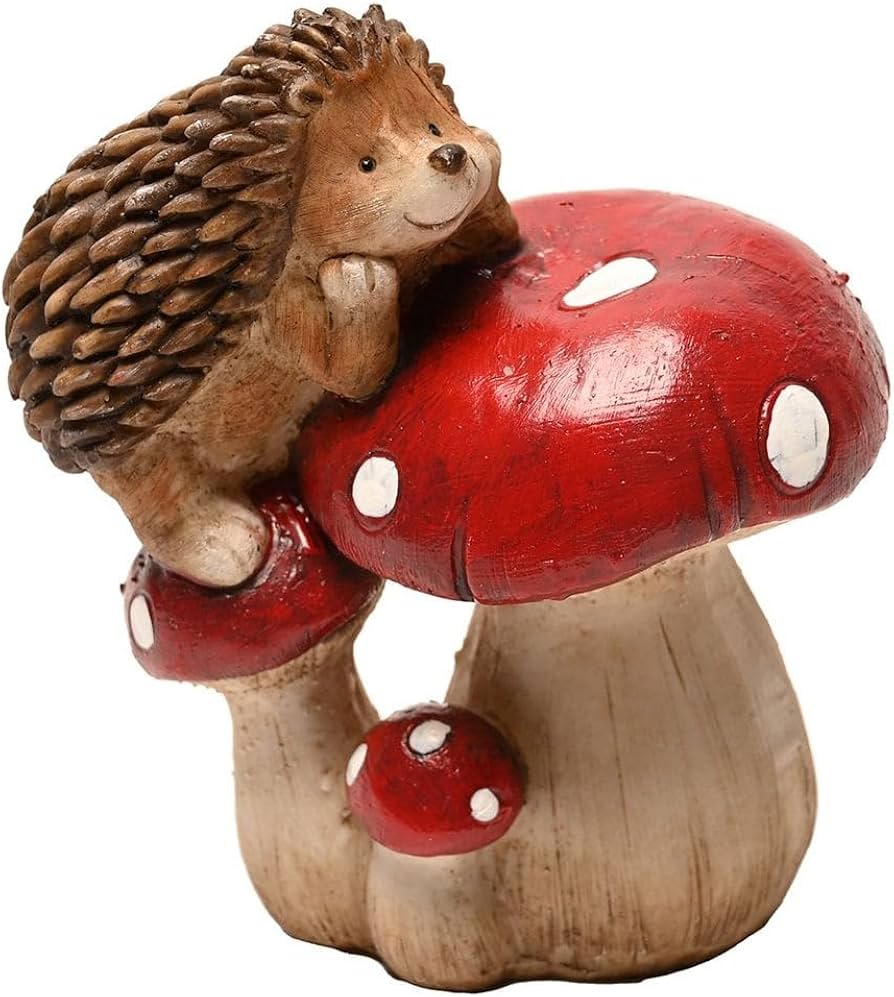 Hedgehog Resting On Mushroom Ornament 14.4cm