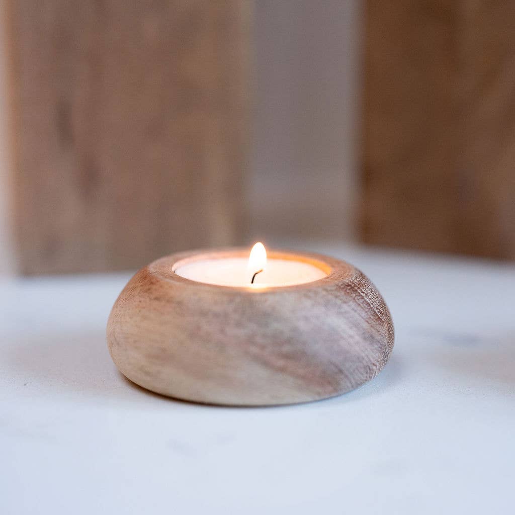 Narbonne acacia wood tea light holder