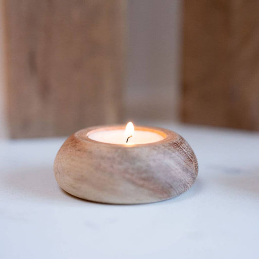 Narbonne acacia wood tea light holder