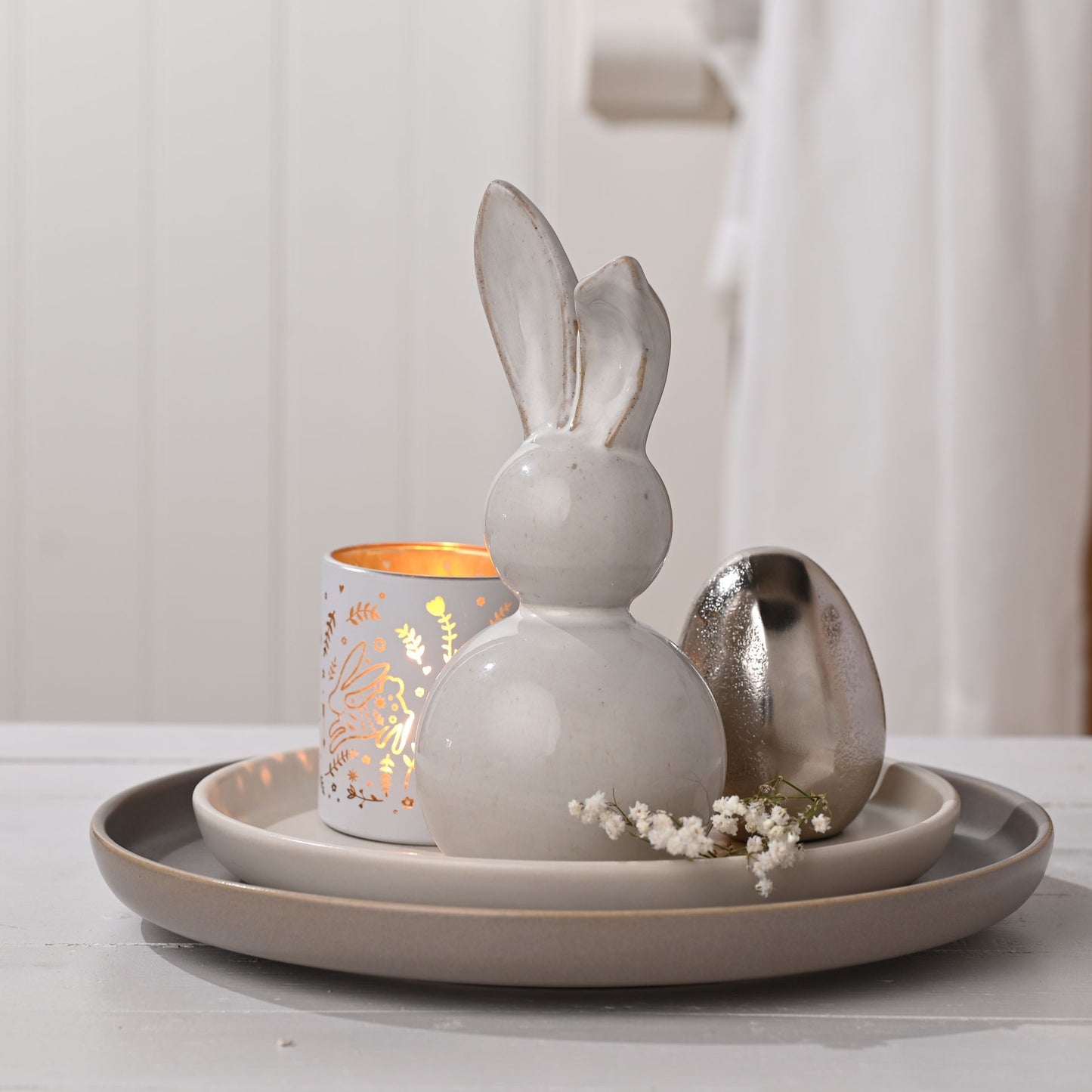 Ceramic Grey Bunny Decoration 19cm