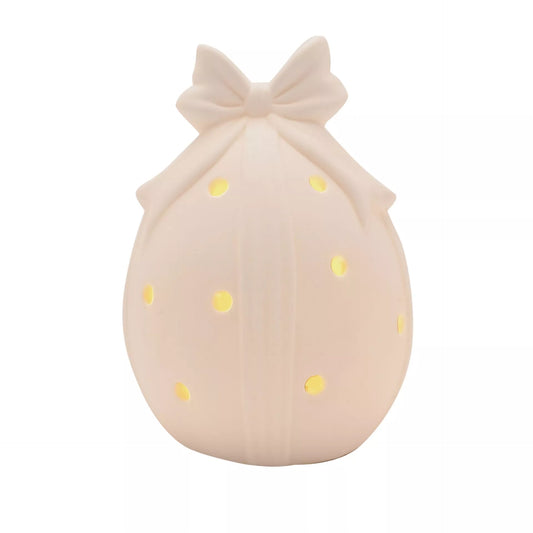 Decorative led lamp shaped like an easter egg  and a bow on top,