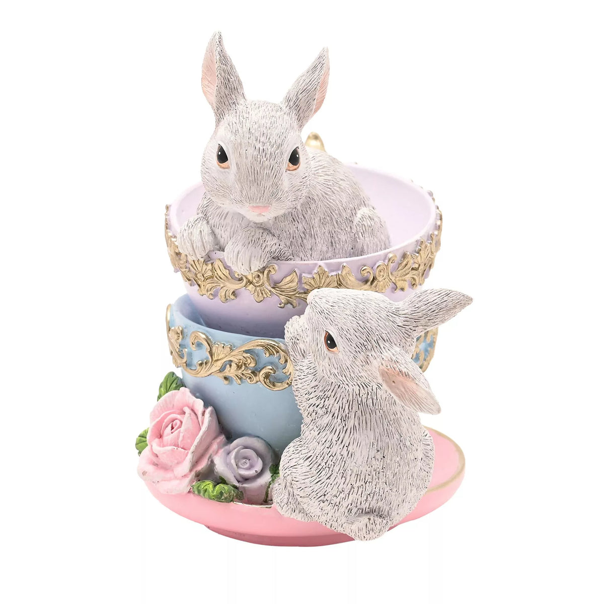 Teacup And Rabbit Easter Tea Cup Stacked Rabbits โ Sweet Decor