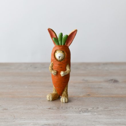 jasper rabbit ornament dressed as a carrot 14cm