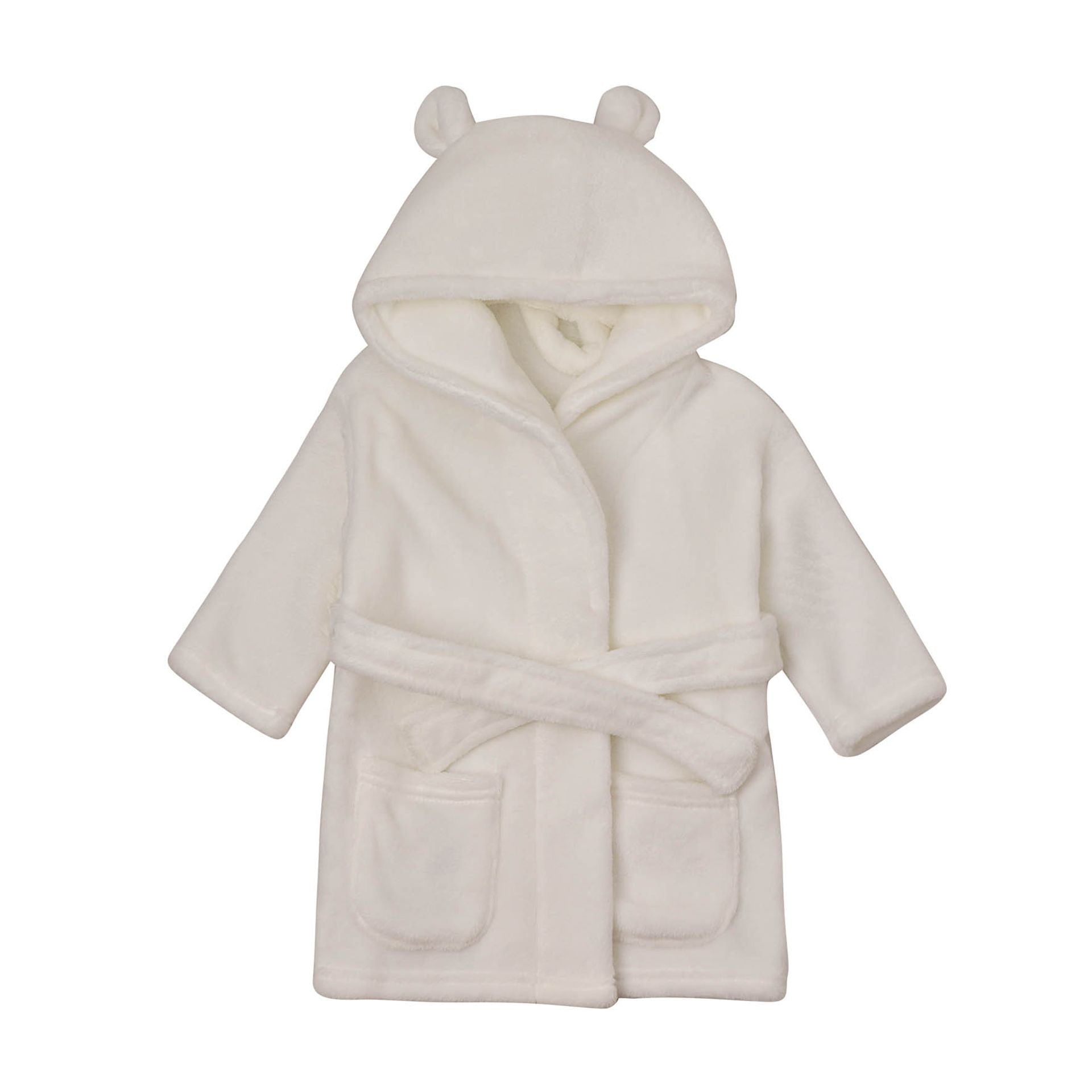 BAMBINO BABY WHITE DRESSING GOWN WITH EARS ON THE HOOD 3 TO 6 MONTHS