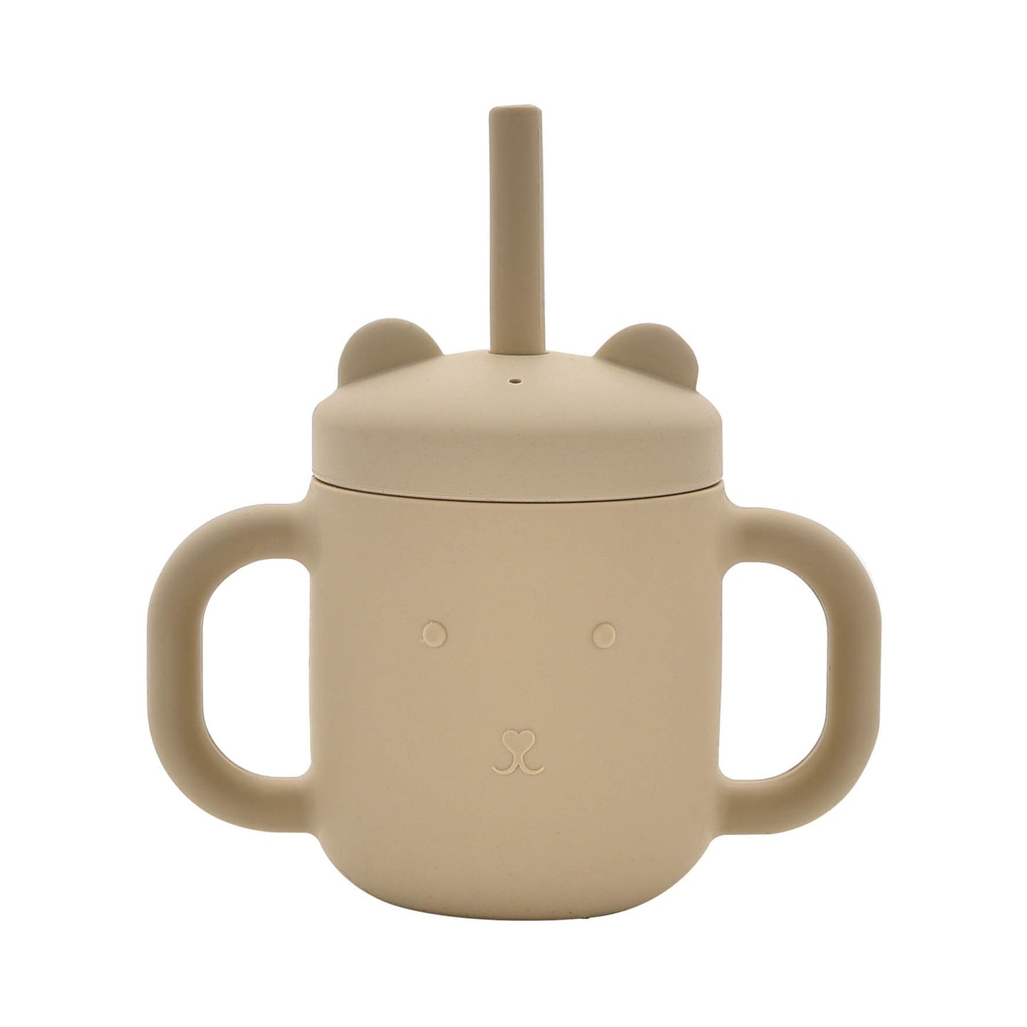 silicone Sippy bambino cup natural with straw and teddy bear face