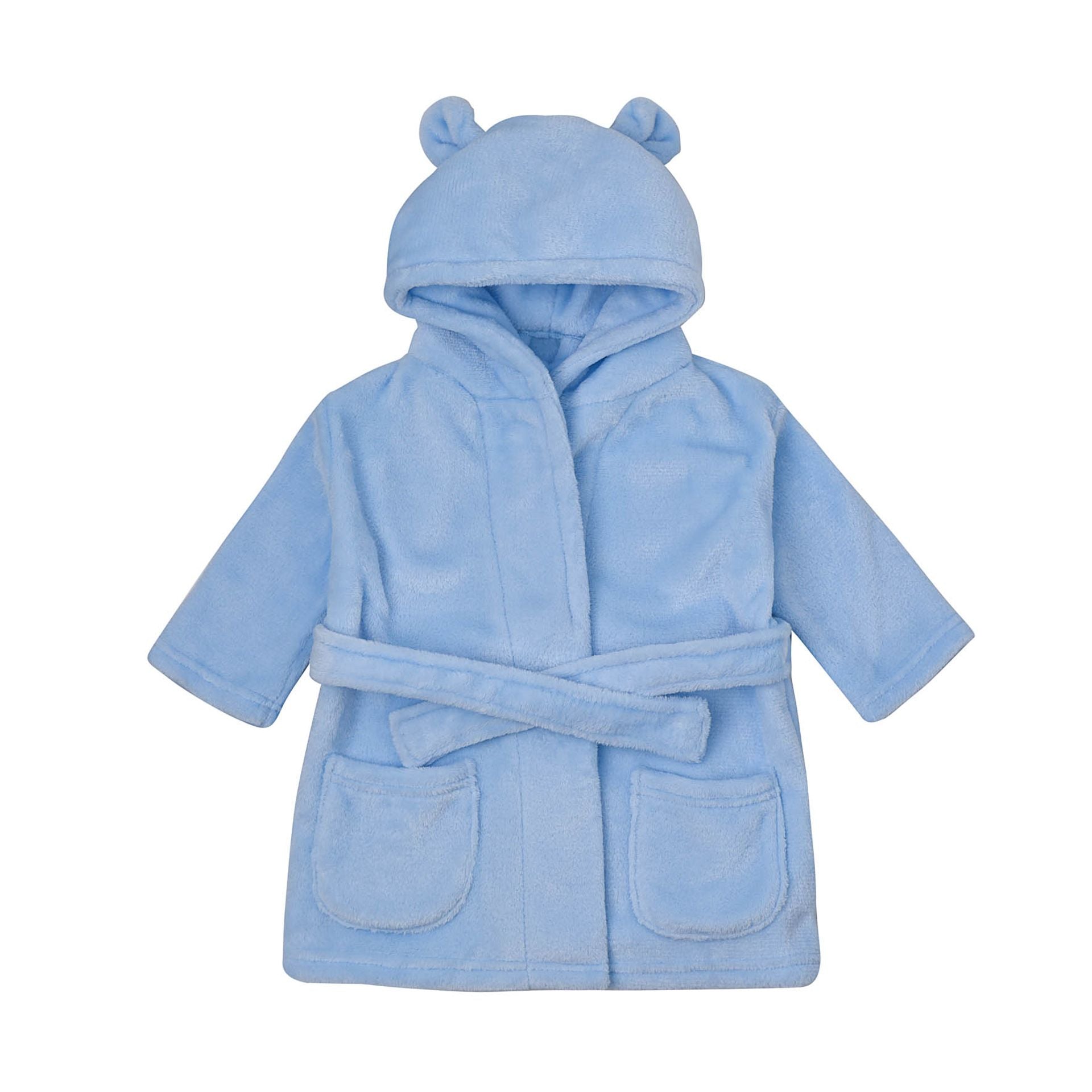 BAMBINO BLUE DRESSING GOWN WITH EARS ON HOOD AGE 3 TO 6 MONTHS