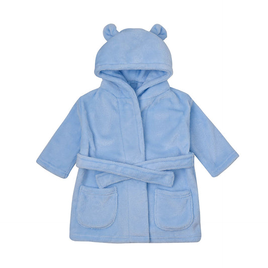 BAMBINO BLUE DRESSING GOWN WITH EARS ON HOOD AGE 3 TO 6 MONTHS